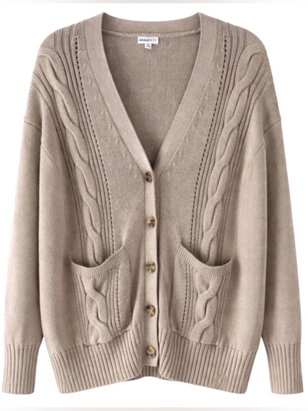 Minnie Rose Oversized Cardigan Cotton Cashmere Neutral Brown Sugar Size One Size